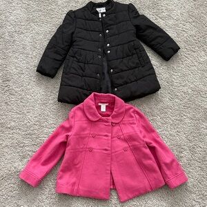 Janie and Jack Black Puffer and Pink Coat Set